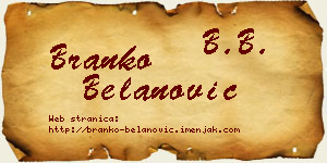 Branko Belanović vizit kartica